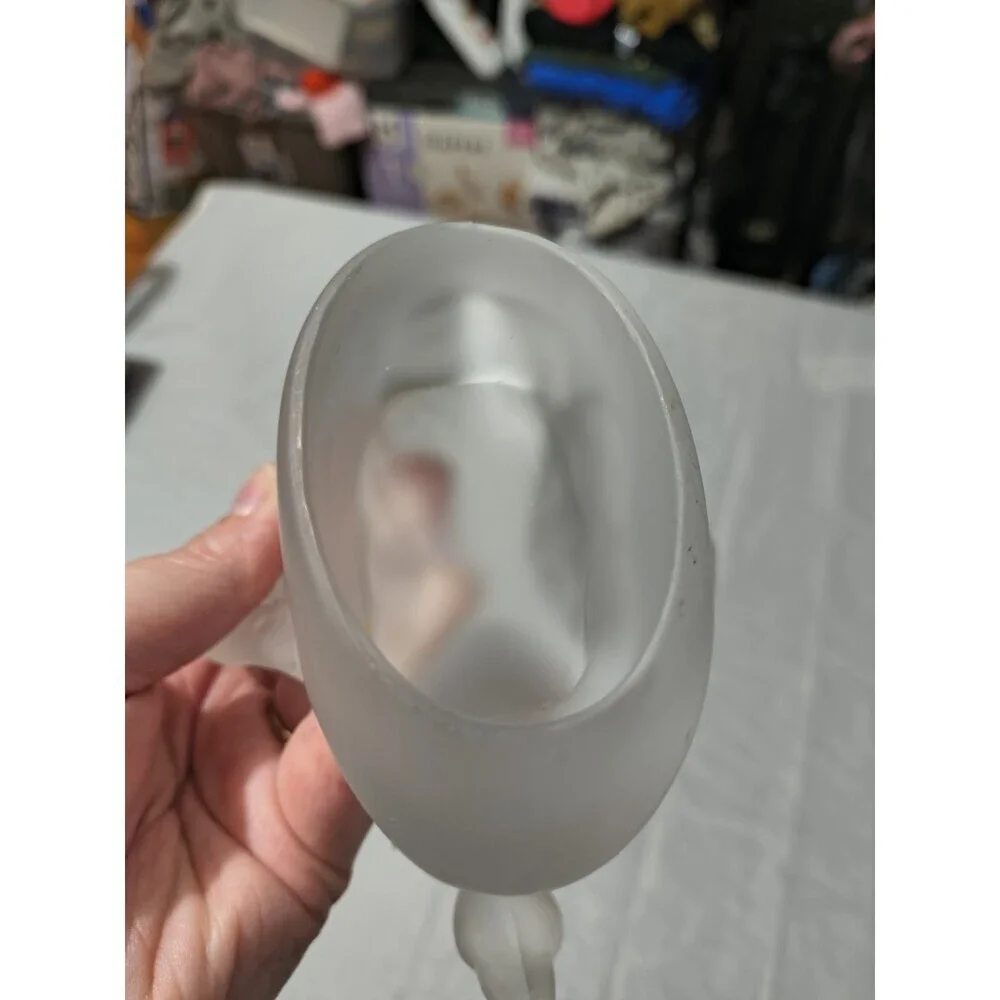 Frosted Satin Glass Swan Figurine Open Wings